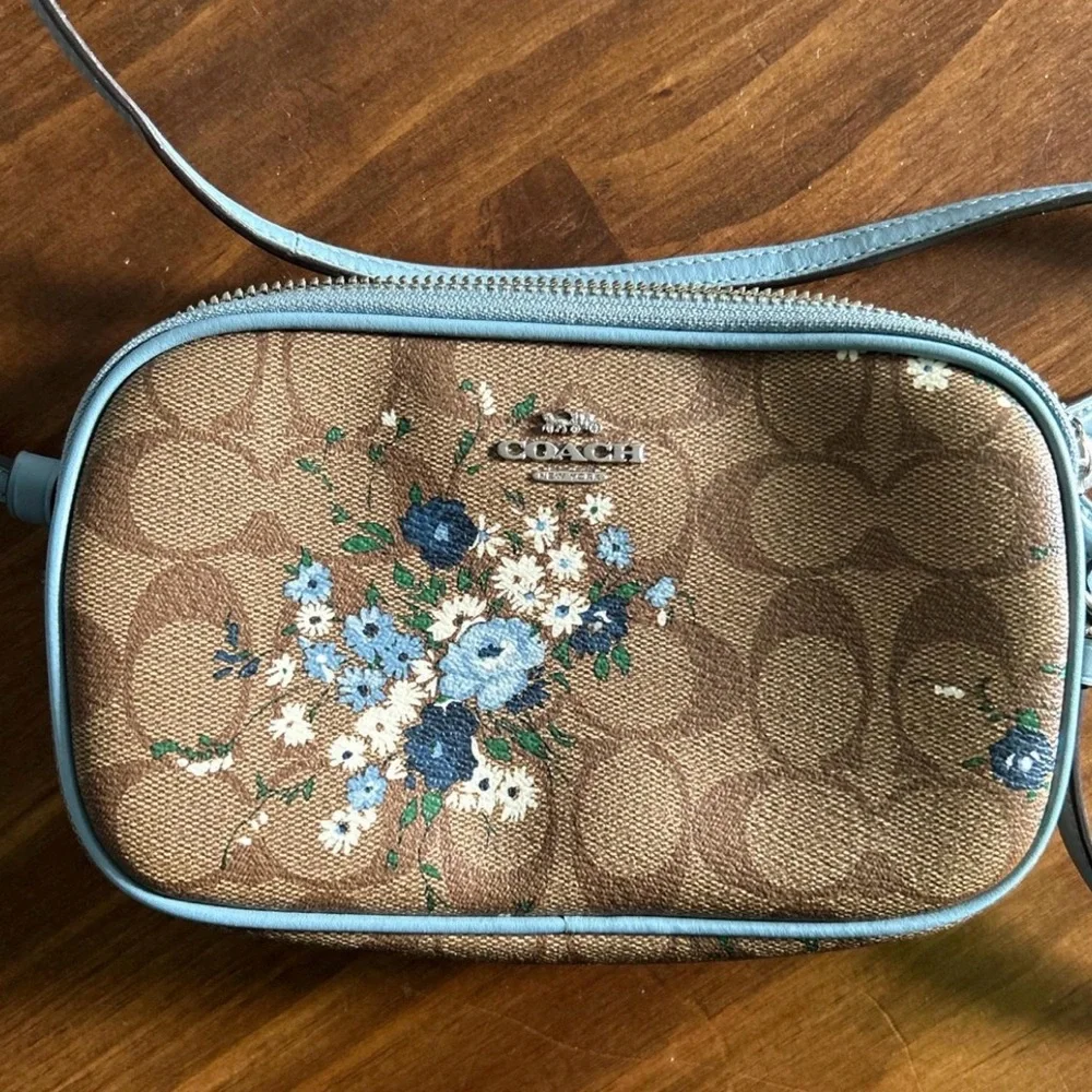 Coach Brown and Blue Floral Crossbody Bag - Picture 6 of 7